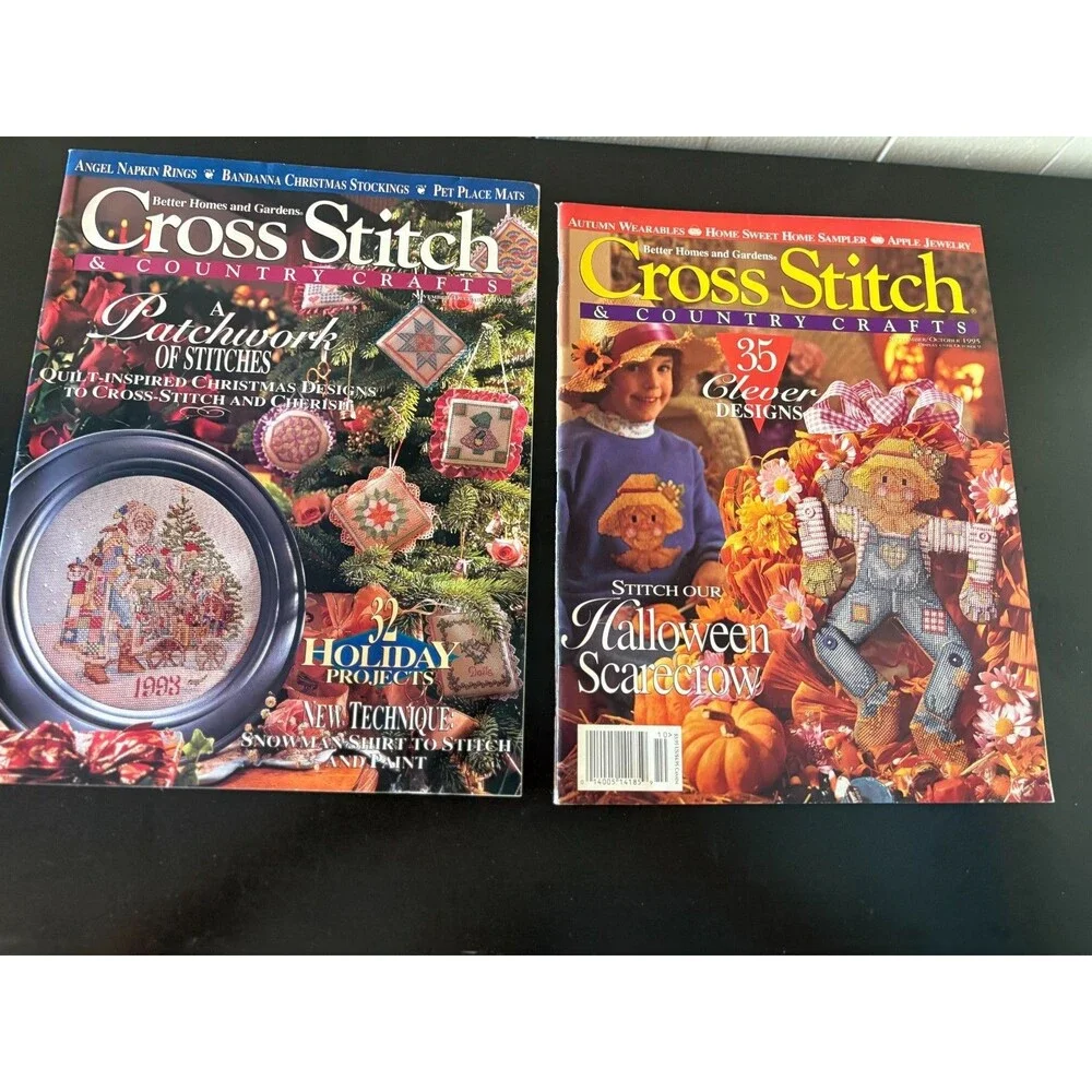 Vintage 1990s Cross Stitch Pattern Booklets Magazines Lot of 19 Needlework